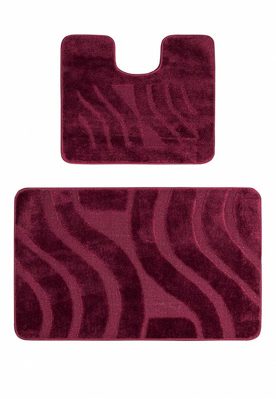 Бордово-фиолетовый комплект ковриков для ванной комнаты и туалета Symphony 2576 Aubergine PS