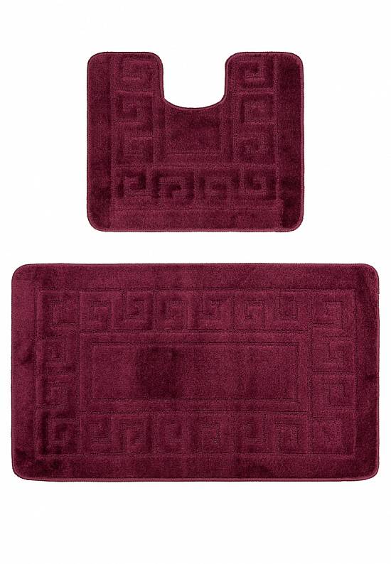 Бордово-фиолетовый комплект ковриков для ванной комнаты и туалета Ethnic 2576 Aubergine BQ