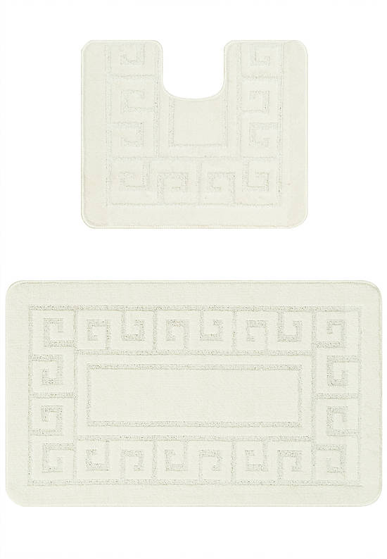 Белый комплект ковриков для ванной и туалета Ethnic 2581 Pearl White BQ