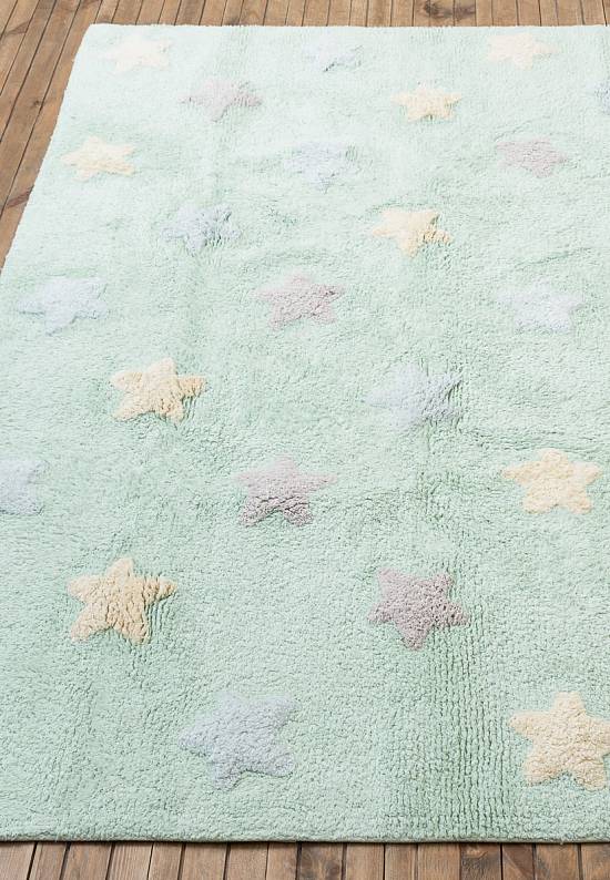 Детский стираемый ковер Stars Tricolor Mint