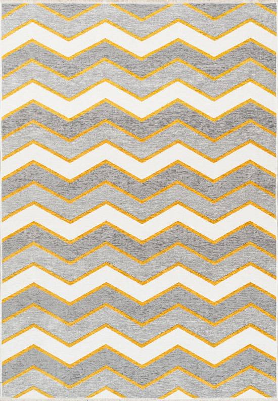 Двусторонний безворсовый ковер из шенилла NK 05 Grey Yellow