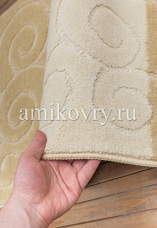 Бежевый комплект ковриков для ванной комнаты и туалета Sile 2540 Beige PS