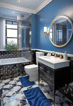 комплект ковриков для ванной в интерьере Confetti Bath Maximus Symphony 2582 Dark Blue BQ