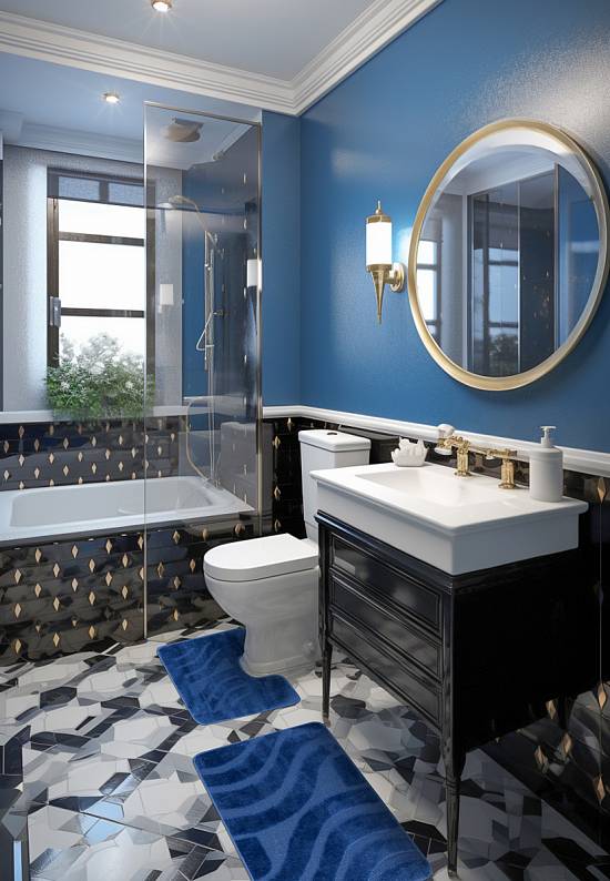 Комплект ковриков для ванной и туалета Symphony 2582 Dark Blue BQ