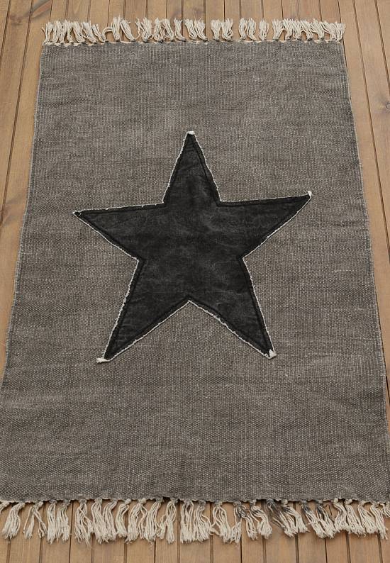 Безворсовый ковер из хлопка JHC-22 grey-black star patch