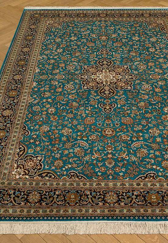 Шелковый ковер ручной работы 474886 Dark Blue