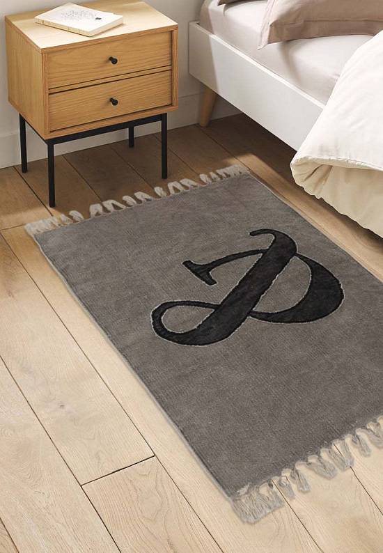 Безворсовый ковер из хлопка JHC-21 grey-black & patch