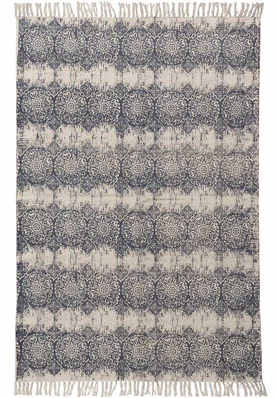 Безворсовый ковер из хлопка JHC-17-06 natural-blue