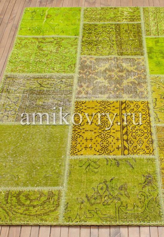 Безворсовый ковер-пэчворк ручной работы 108-Greenery