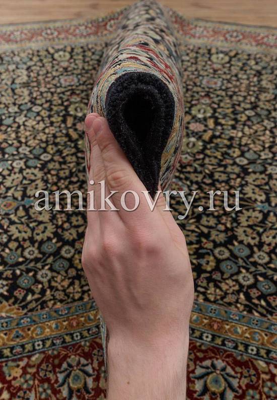 Индийский шерстяной ковер B-15371 black/red KP-32