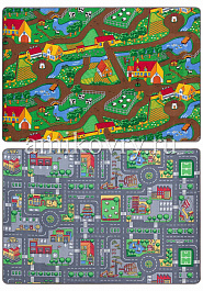 дизайн детского игрового коврика Playmat DUO City Grey+Farm discount18