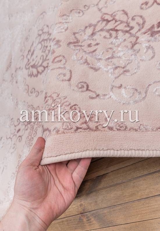 Турецкий ковер из хлопка и вискозы Damask Pembe