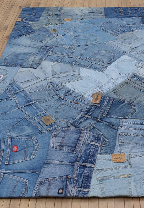 Ковер пэчворк ручной работы из джинсы Double Pocket-Natural