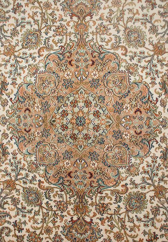 Шелковый ковер ручной работы из Индии Kerman Beige Brown