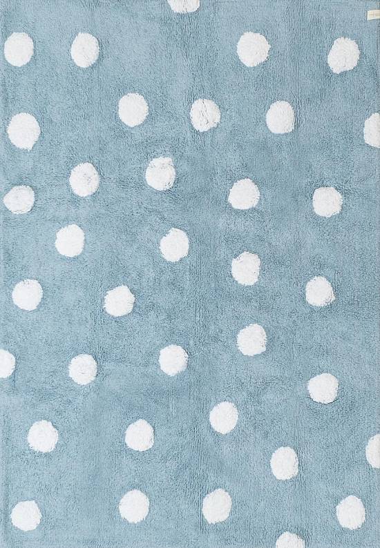 Детский стираемый ковер Polka Dots Blue-White
