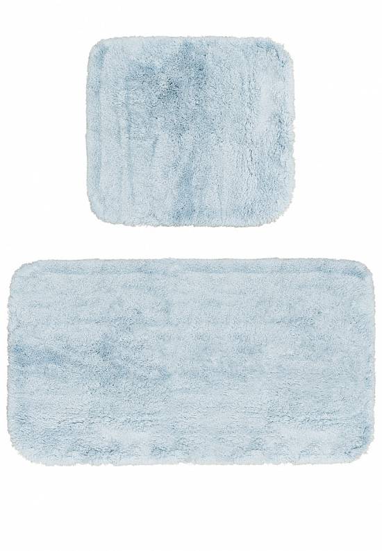 Голубой мягкий комплект ковриков для ванной комнаты и туалета 3505 Pastel Blue BD