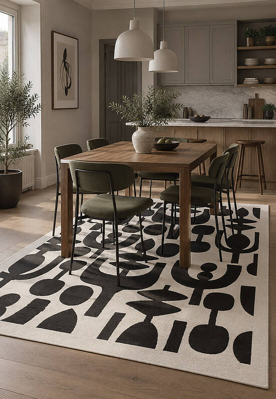 Безворсовый ковер из хлопка ARN 07 White Black