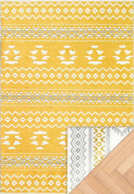 Двусторонний безворсовый ковер NK 09 Grey Yellow