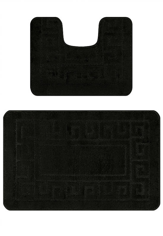 Черный комплект ковриков для ванной и туалета Ethnic 2513 Black PS