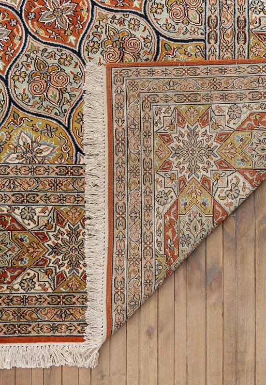 Шелковый ковер из Индии Hamadan Red Beige