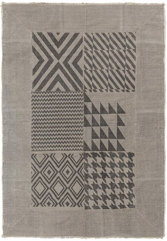 Безворсовый ковер из хлопка JHC-29 grey with multi patches