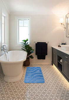 коврик для ванной в интерьере Confetti Bath Maximus Symphony 2509 Blue