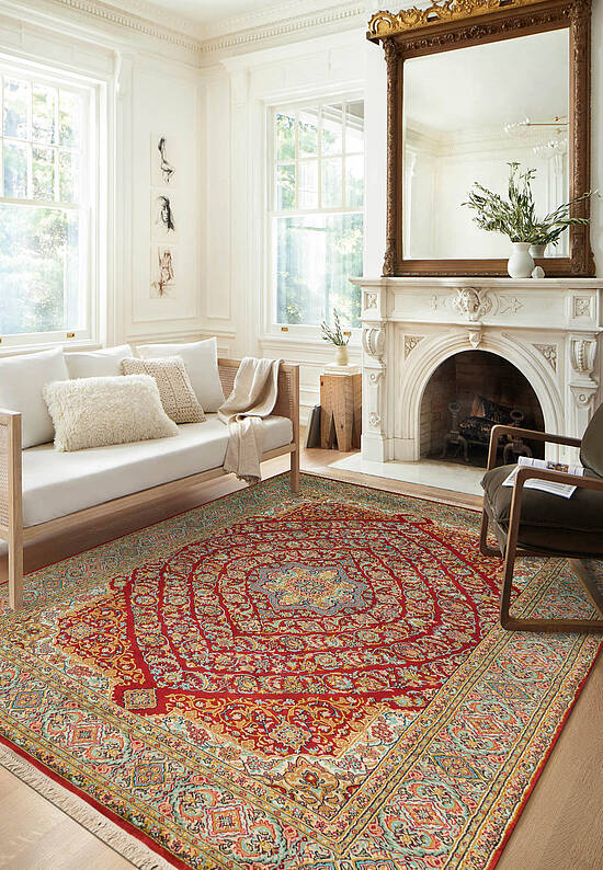 Шелковый ковер ручной работы IIST-GI97K27Z7 Kashan Red