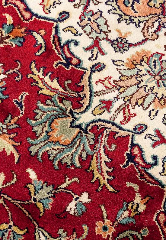 Шелковый ковер ручной работы из Индии 235754-Kerman red/beige