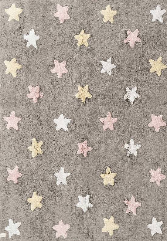 Детский стираемый ковер Stars Tricolor Grey-Pink