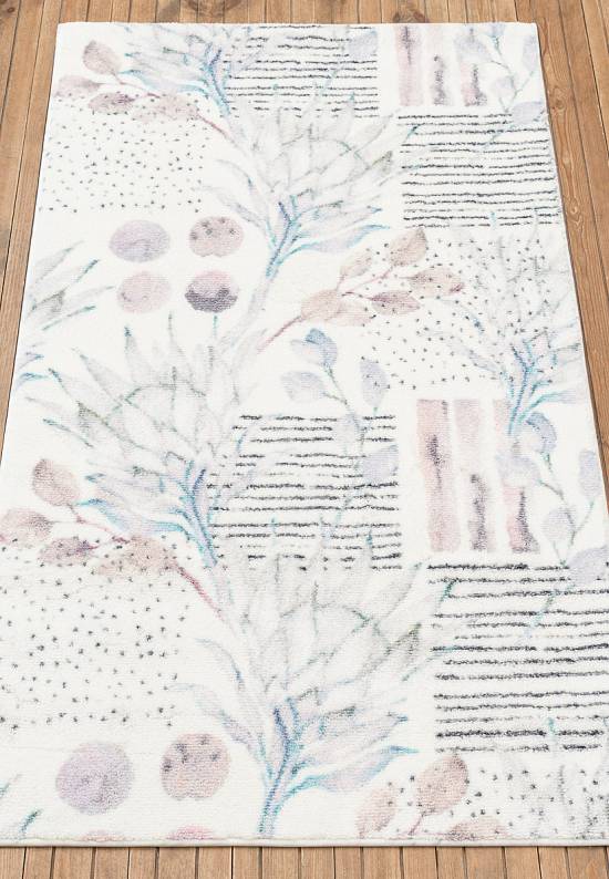 Светлый коврик для ванной  Artichoke Flower 01 White