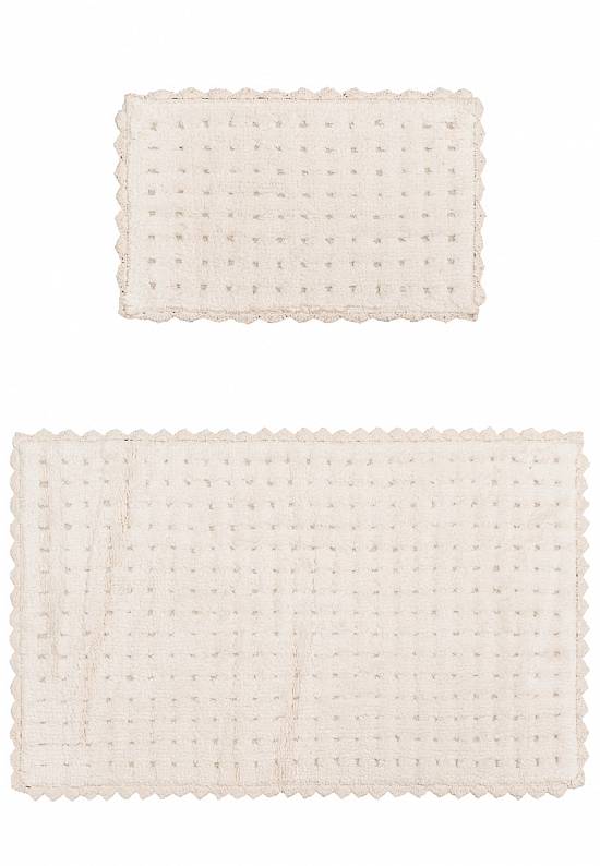 Белый комплект ковриков для ванной и туалета Garnet-Cream