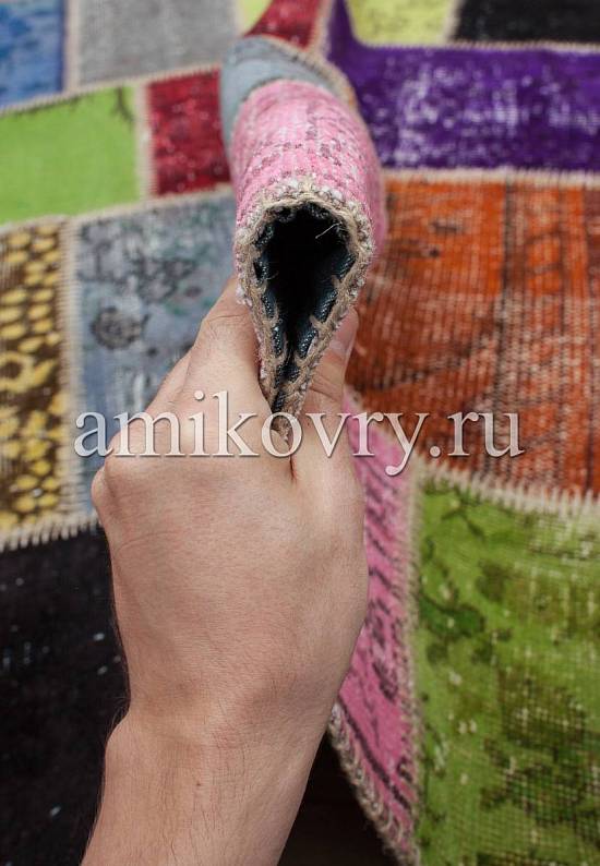 Безворсовый ковер-пэчворк ручной работы 101-Multy
