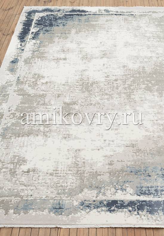 Винтажный турецкий ковер из шерсти и вискозы 637-Beige Blue