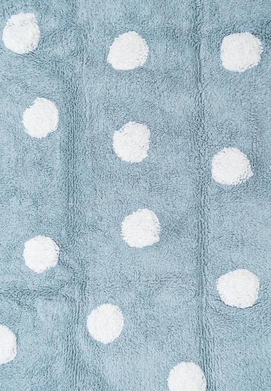 Детский стираемый ковер Polka Dots Blue-White