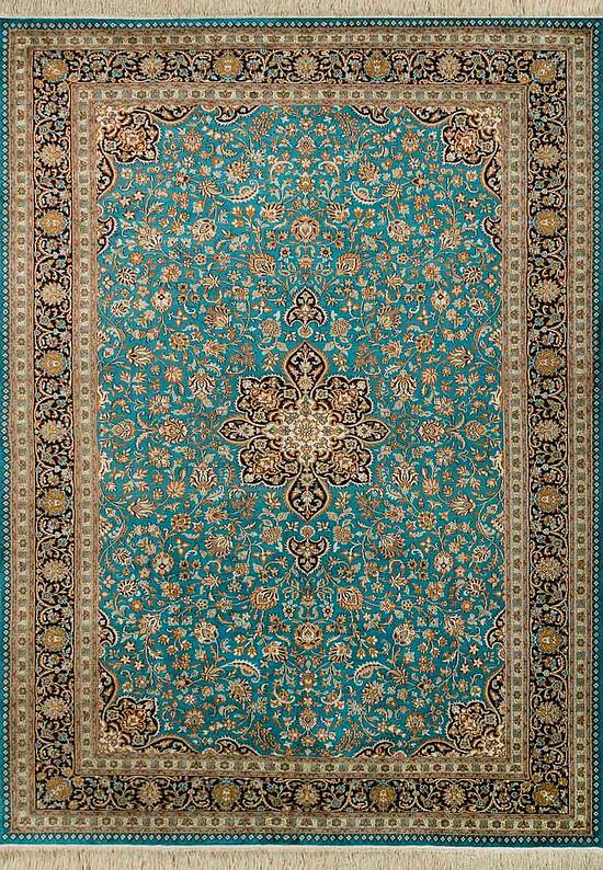 Шелковый ковер ручной работы 474886 Dark Blue