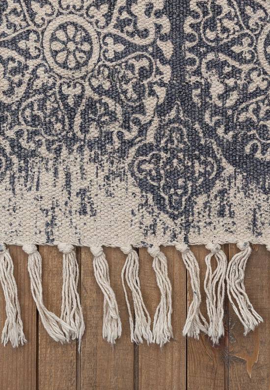 Безворсовый ковер из хлопка JHC-17-06 natural-blue