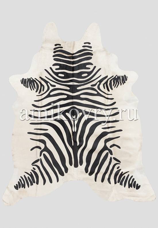 Натуральная шкура коровы Имитация зебры чёрно-белая 27