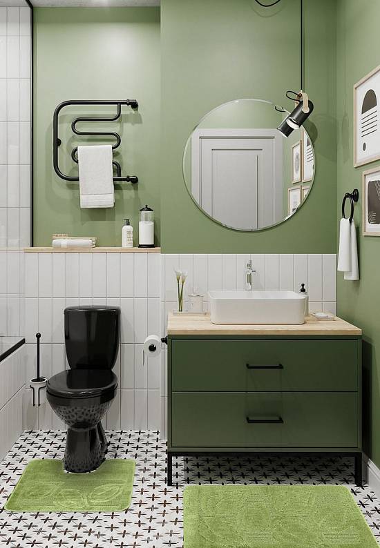 Зеленый комплект ковриков для ванной и туалета Flora 2510 Green BQ