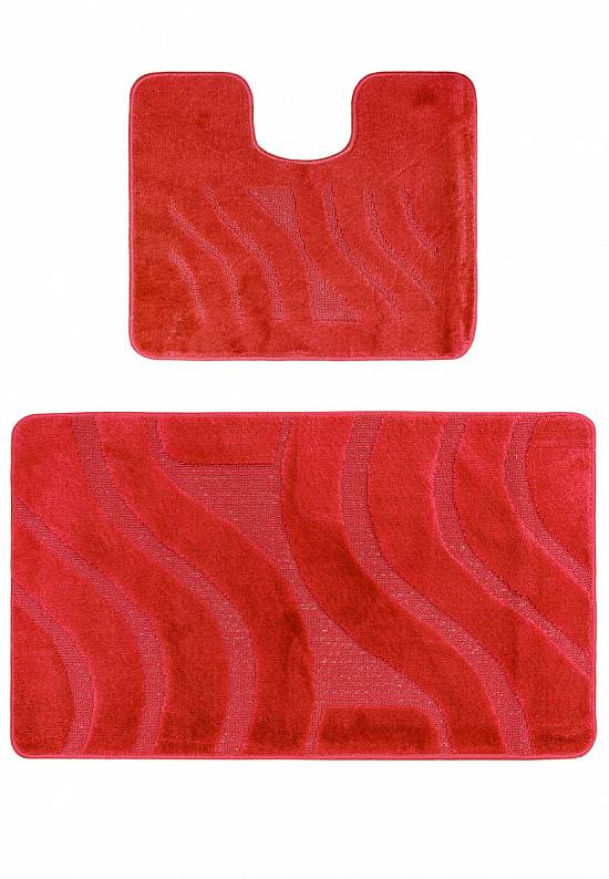 Красный комплект ковриков для ванной комнаты и туалета Symphony 2586 Red BQ