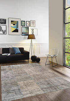 безворсовый ковер в интерьере Antik Patchwork 024-Dark Brown