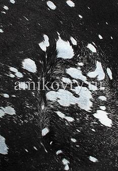 фактура натуральной шкуры коровы хай-тек Серебро на черном