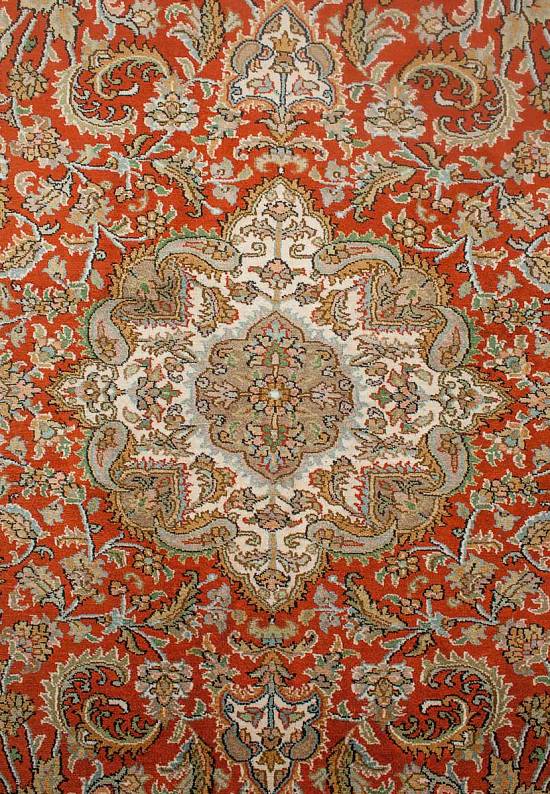 Шелковый ковер ручной работы из Индии 239994-Keshan red/beige