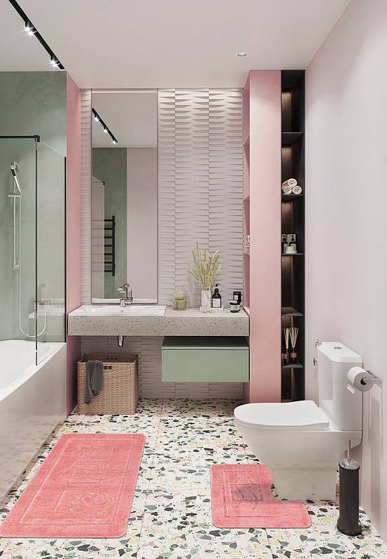 Розовый комплект ковриков для ванной комнаты и туалета Maritime 2580 Dusty Rose BQ