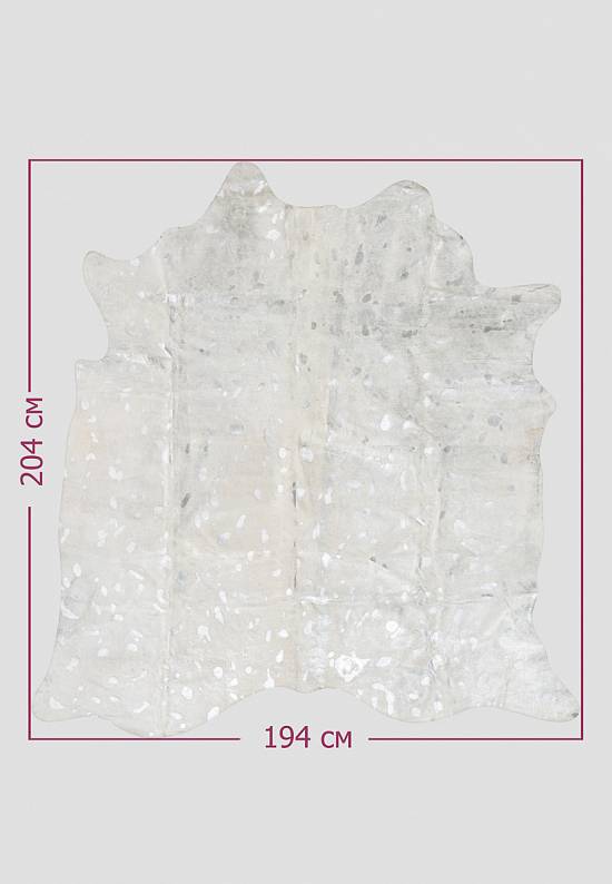 Натуральная шкура коровы хай-тек Серебро на белом 1022
