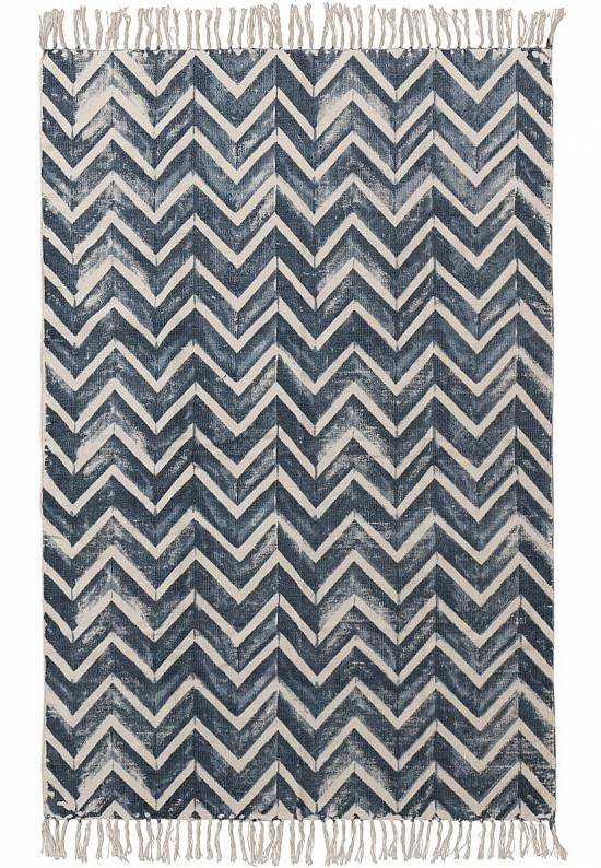 Безворсовый ковер из хлопка JHC-17-08 natural-blue
