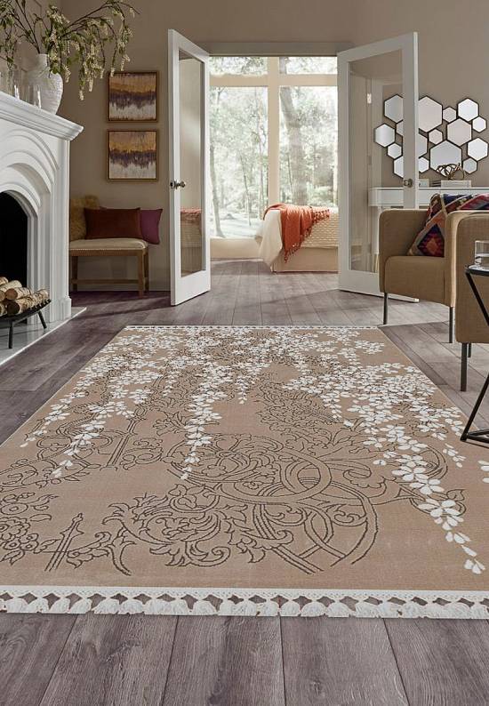 Турецкий синтетический ковер 12678-Cream-1