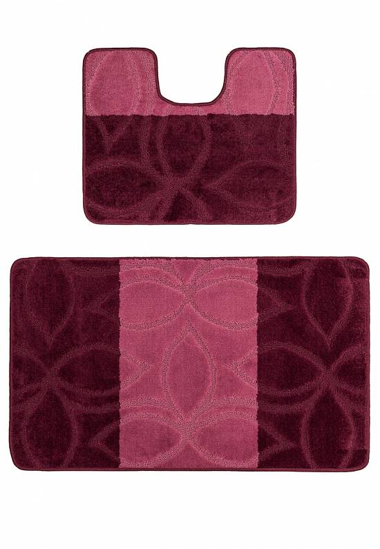 Бордово-фиолетовый комплект ковриков для ванной комнаты и туалета Erdek 2576 Aubergine BQ