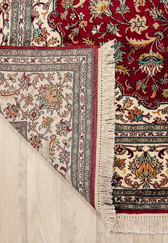Шелковый ковер ручной работы из Индии 235754-Kerman red/beige