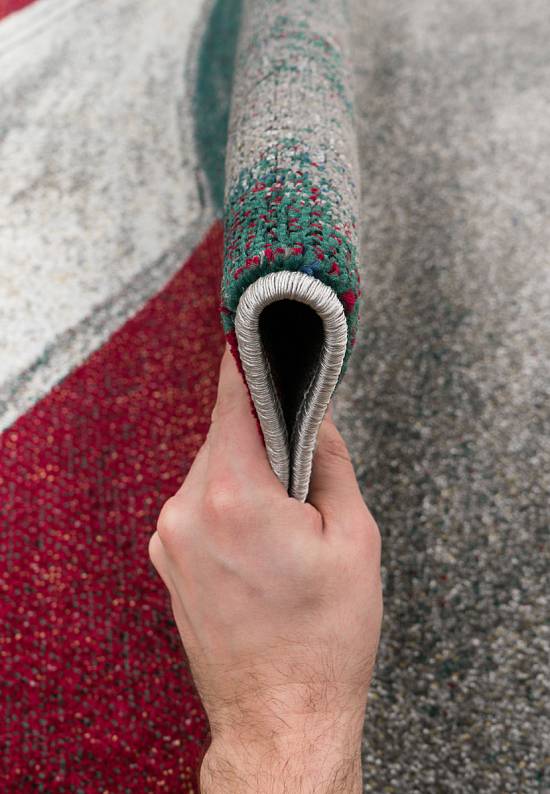 Современный синтетический ковер D827-Gray-Red