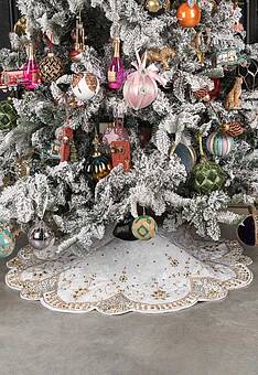 коврик-юбка под ёлку Christmas Tree Skirt Ivory Gold 120 cm